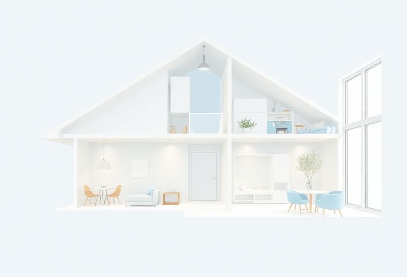 Illustration av luftflöde genom ett modernt hus